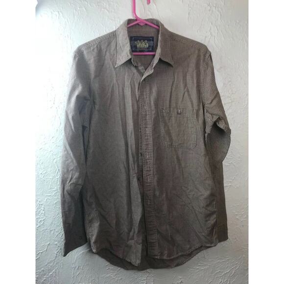 Vintage Ralph Lauren Chaps Button Up Long Sleeve 90 Shirt 15.5 Brown Black Check - Picture 1 of 4